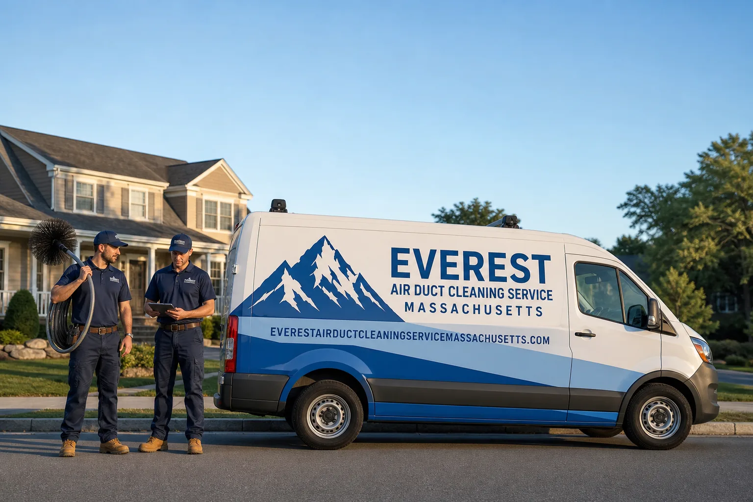Everest Air Duct Cleaning Service Massachusetts service vehicle and crew in Massachusetts, MA